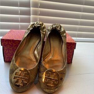 Tory Burch Metallic Gold Flats